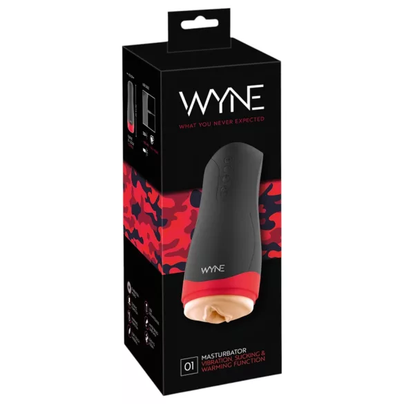 WYNE 01 - oppladbar, vibrerende og varmende masturbator (svart)