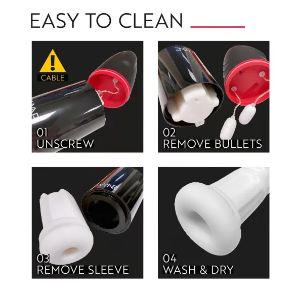 WYNE 02 - laderbar masturbator med vibrasjon og sugeeffekt (svart-hvitt)