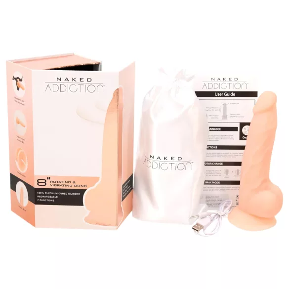 Naked Addiction Roterende 8 - vibrerende nytelse (20cm) - naturtro