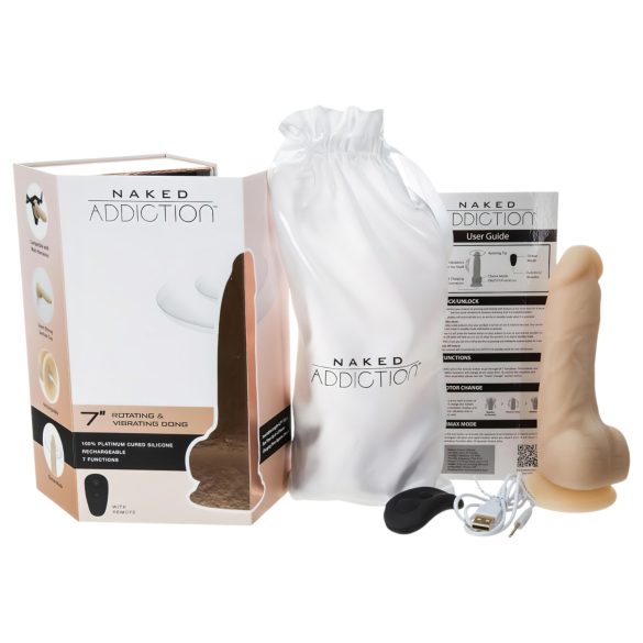 Naked Addiction Rotasjon 7 - vibrator (18 cm) - naturlig