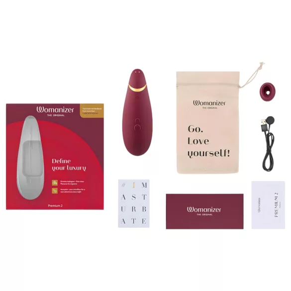 Womanizer Premium 2 - lufttrykk klitorisstimulator (rød)