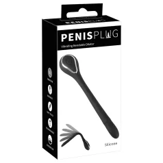   Penisplugg-dilator - oppladbar, vibrerende dilator (1 cm, svart)