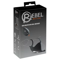 Rebel - oppladbar penis- og testikkelvibrator (svart)