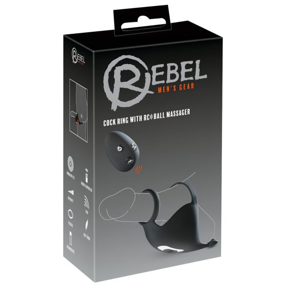 Rebel - oppladbar penis- og testikkelvibrator (svart)