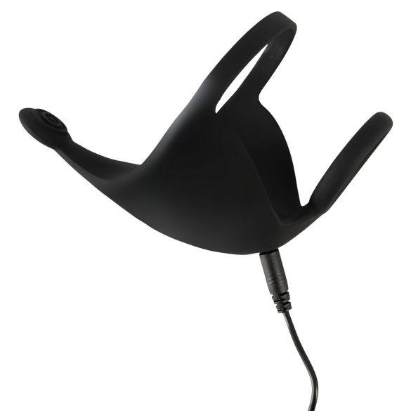 Rebel - oppladbar penis- og testikkelvibrator (svart)