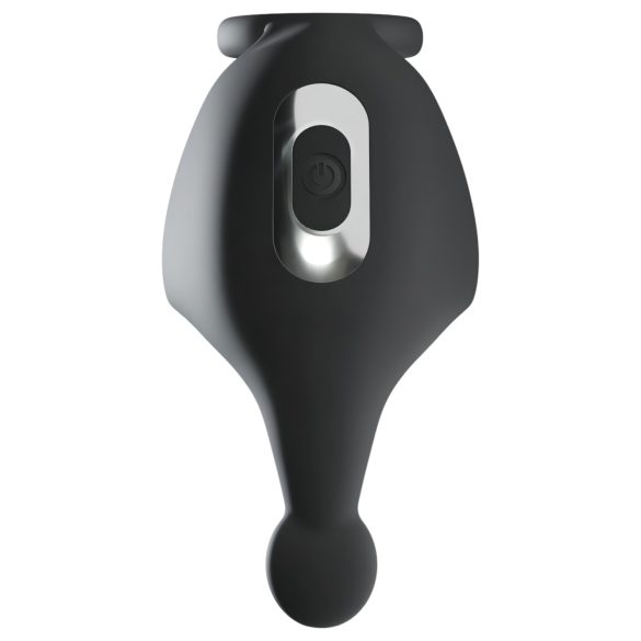 Rebel - oppladbar penis- og testikkelvibrator (svart)