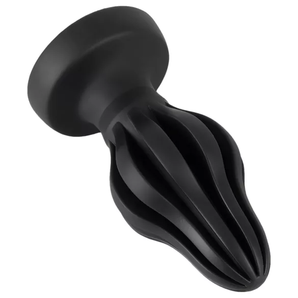 ANOS - riflet myk buttplug - 7 cm (svart)