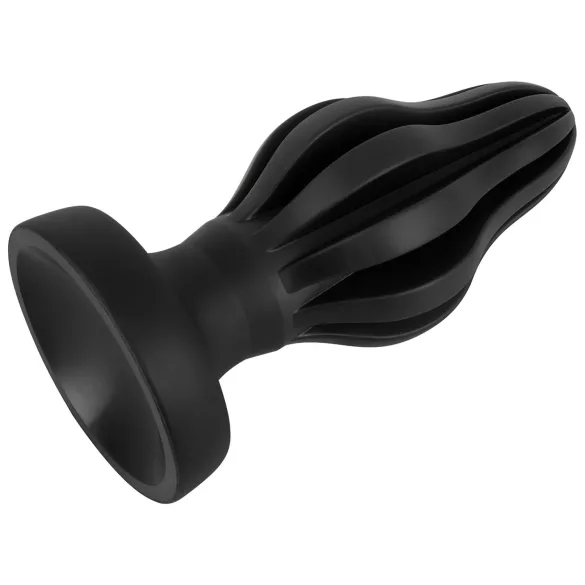 ANOS - riflet myk buttplug - 7 cm (svart)