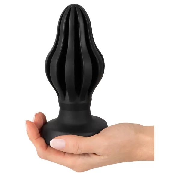 ANOS - riflet myk buttplug - 7 cm (svart)