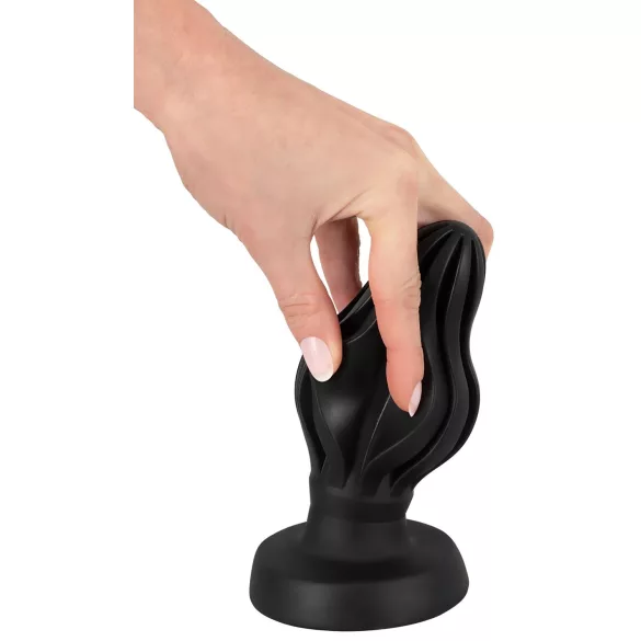 ANOS - riflet myk buttplug - 7 cm (svart)