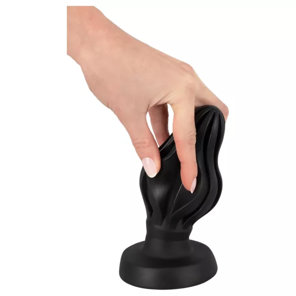 ANOS - riflet myk buttplug - 7 cm (svart)