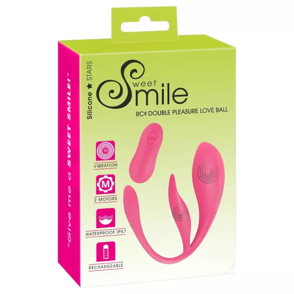 SMILE - bærbart, oppladbart vibrerende radiostyrt egg (rosa)