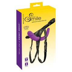 SMILE - dobbelt strap-on m/underkant (lilla-svart)