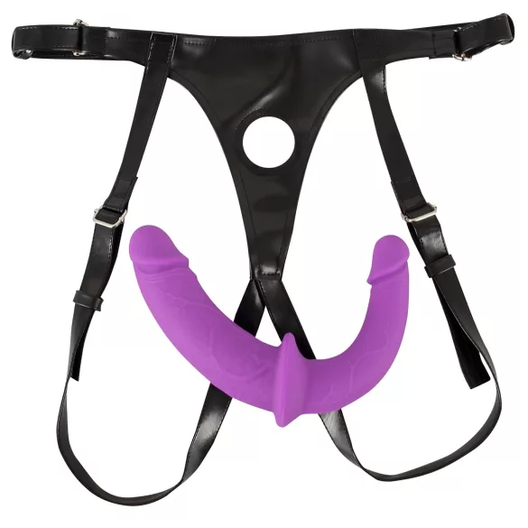SMILE - dobbelt strap-on m/underkant (lilla-svart)
