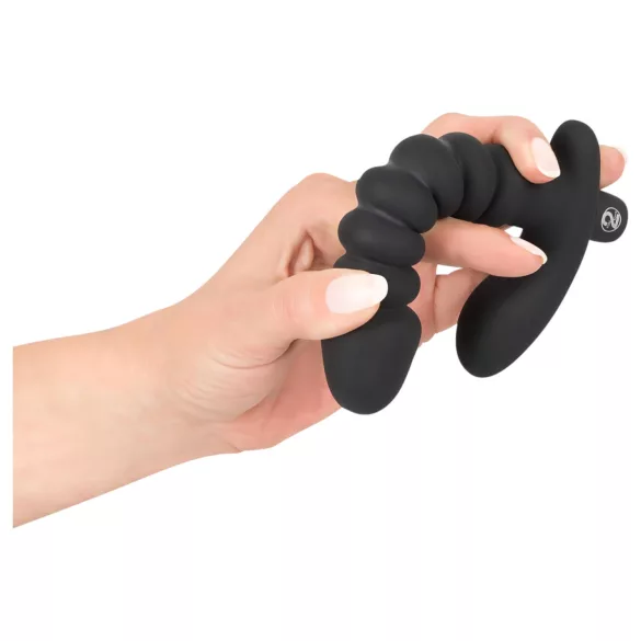 Svart Fløyel riflet vibrator - medium (svart)