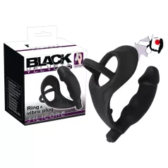 Svart Fløyel - Vibrator med peniskrans og analring (svart)