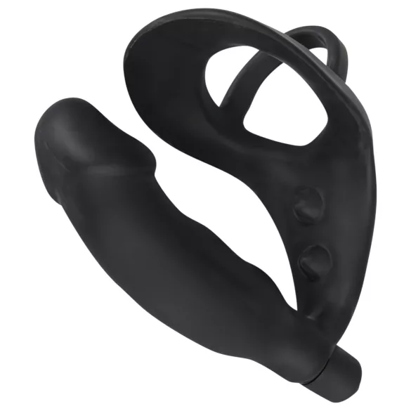 Svart Fløyel - Vibrator med peniskrans og analring (svart)
