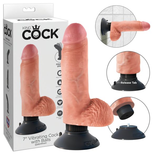 King Cock 7 sugekoppvibrator (18 cm) - naturtro