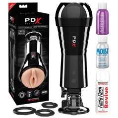   PDX Cock Compressor - sugende, vibrerende fitte masturbator (svart)