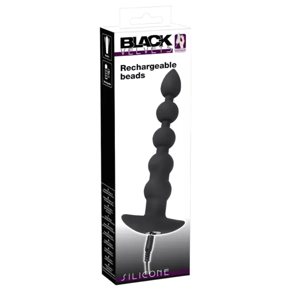 Black Velvet - 5 perlers analt vibrator (svart)