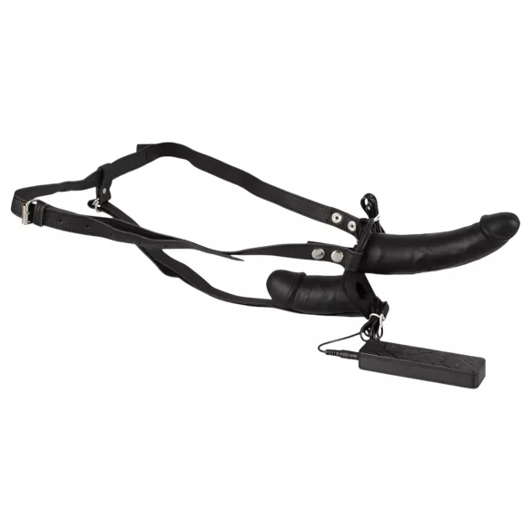 Double Thruster - festbar svart dobbeltvibrator