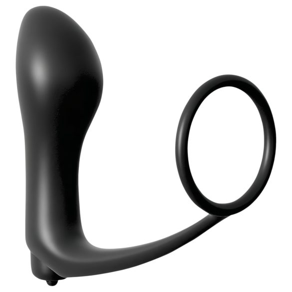 Analfantasy - fingeranalen vibrator med penisring (svart)