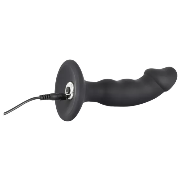 Black Velvet - oppladbar analvibrator med penis (svart)