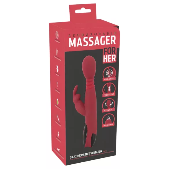You2Toys Massager - støtende/roterende, varmende G-punktvibrator (rød)