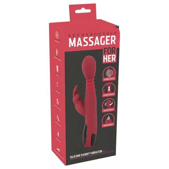 You2Toys Massager - støtende/roterende, varmende G-punktvibrator (rød)