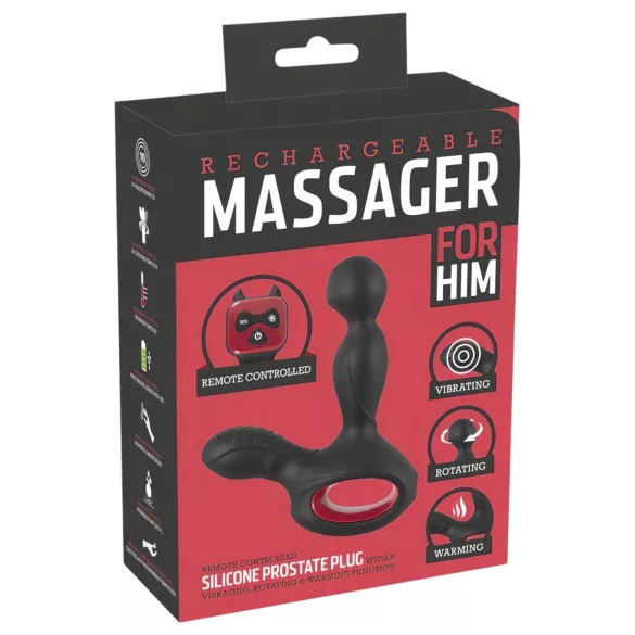 You2Toys Massasjestav - roterende og oppvarmende prostata vibrator (svart)