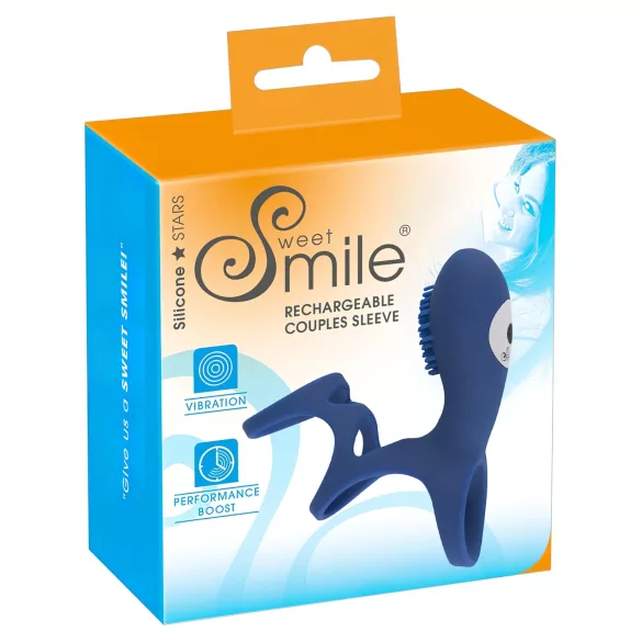 SMILE Par - oppladbar, vibrerende penisring (blå)