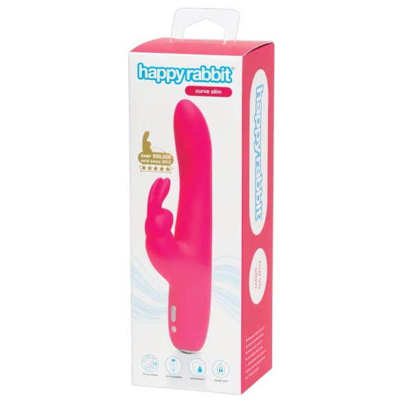 Happyrabbit Curve Slim - vanntett klitorisvibrator med arm (rosa)