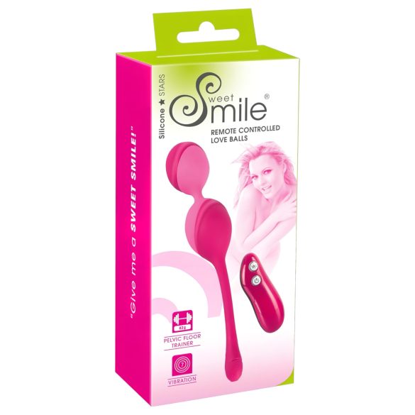 SMILE Love Balls - vibrerende egg med fjernkontroll 82g (rosa)