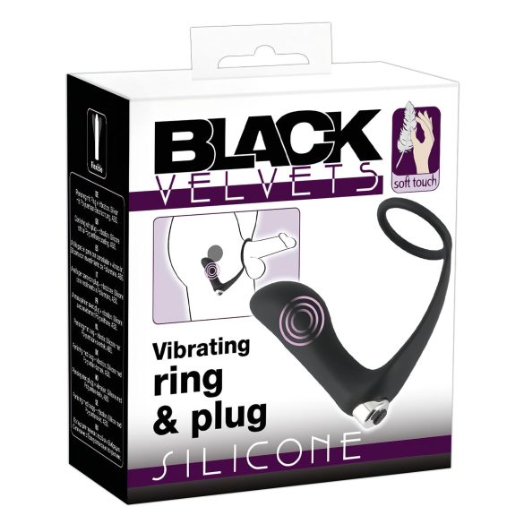 Black Velvet - anal vibrator med penisring (svart)