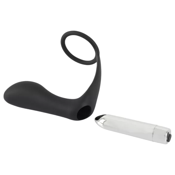 Black Velvet - anal vibrator med penisring (svart)