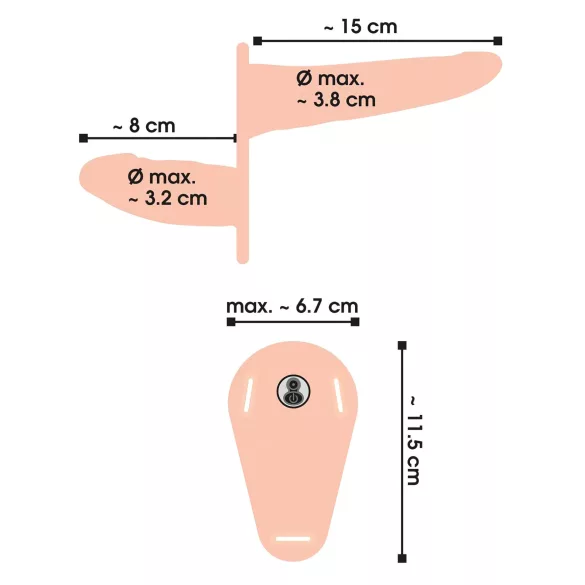 You2Toys - Strap-On - dobbel dildo med vibrasjoner (naturlig)