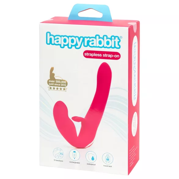 Happyrabbit Usynlig - festestroppvibrator (rosa)