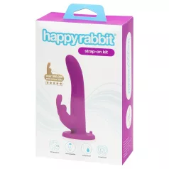 Happyrabbit Strap-On - kanin festestroppvibrator (lilla)