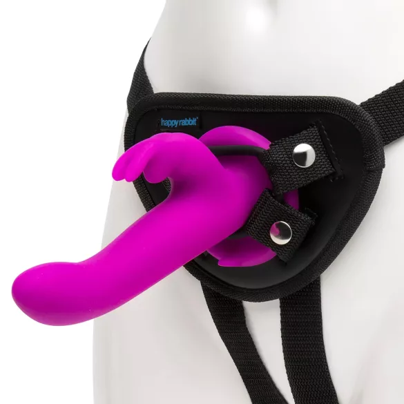 Happyrabbit Strap-On - kanin festestroppvibrator (lilla)