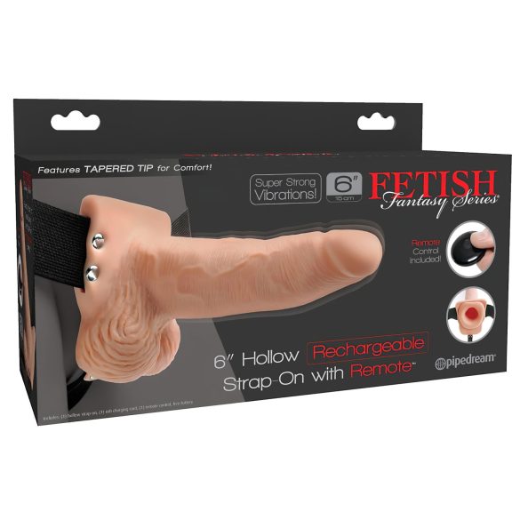 Fetish Strap-On 6 - hul, festet vibrator (naturlig)