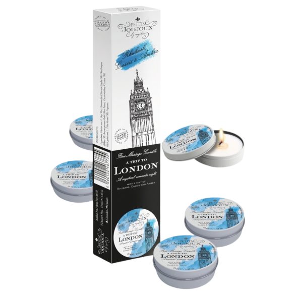 Petits Joujoux London massasje-lys - rabarbra og rav (5x43ml)