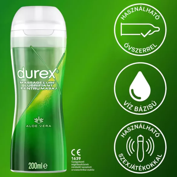 Durex 2-i-1 massasjeolje - Aloe Vera (200 ml)