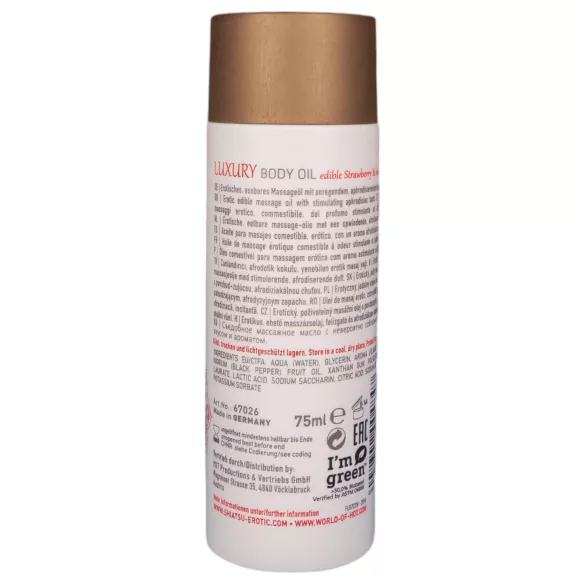 Shiatsu Luxury spiselig massasjeolje - jordbær og rød pepper (75ml)