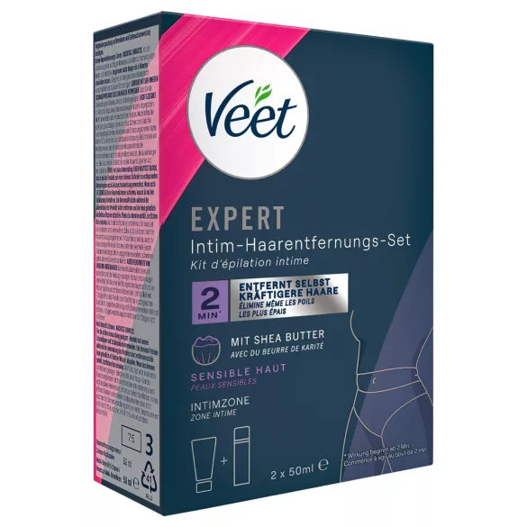 Veet - intim hårfjerningskrem og fuktighetsgivende skum for kvinner (2×50 ml)