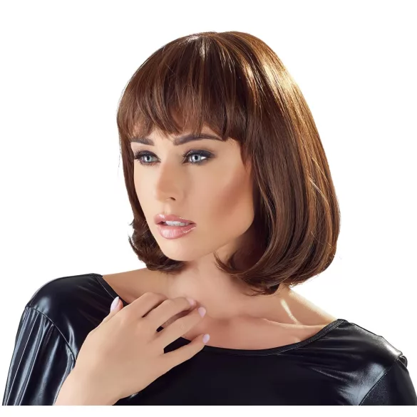 Cottelli - Mellomlang bobparykk med pannelugg (brun)