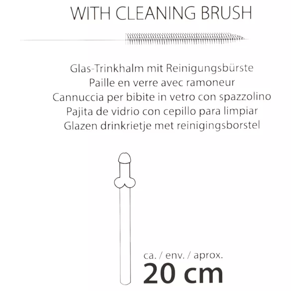 Straw Willy - penisformet glassugerør - gjennomsiktig (4 stk)