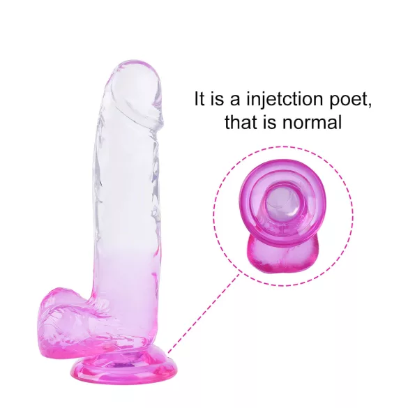 Sunfo - Sugeskop med testikler, dildo - 22cm (Gjennomsiktig-lilla)