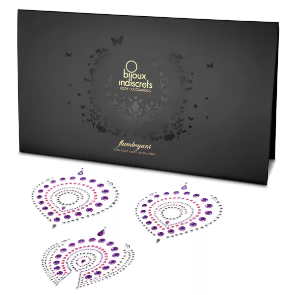 Skinnende diamanter intim smykkesett - 3‑delt (rosa‑lilla)