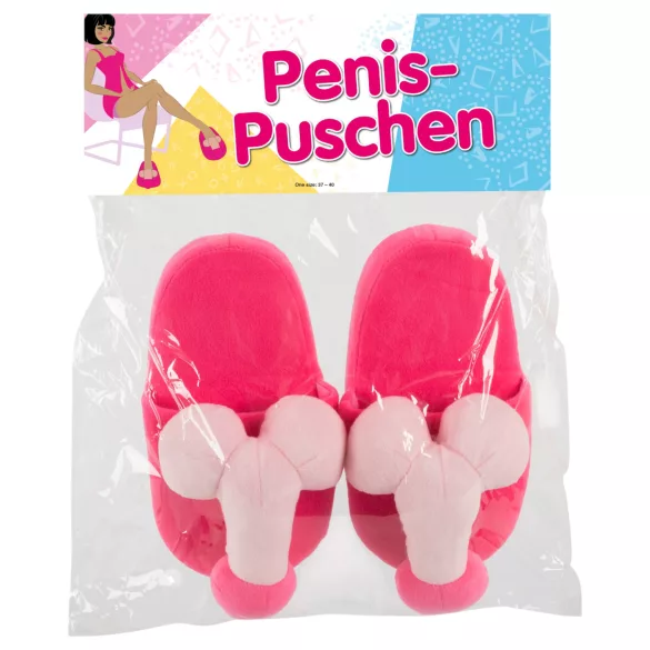 Plysjtøfler rosa - penisformet