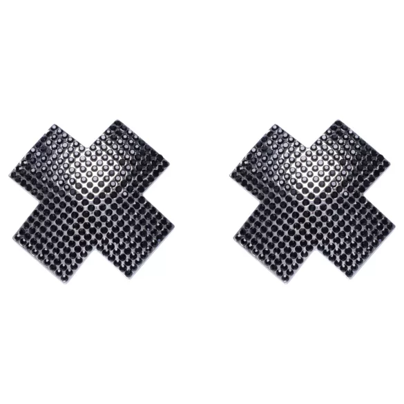 Cottelli - rhinestone X brystklistremerke (svart)